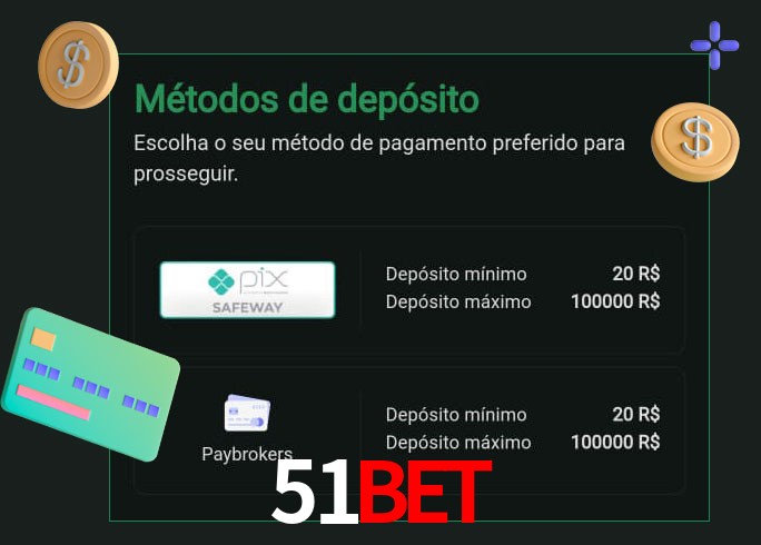 O cassino 51BET oferece uma grande variedade de métodos de pagamento